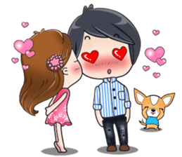 Sulky girl with dog (English) sticker #8187822