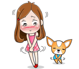 Sulky girl with dog (English) sticker #8187823