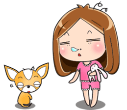 Sulky girl with dog (English) sticker #8187825
