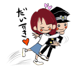 Japanese schoolboy and schoolgirl sticker #8192849