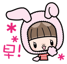 Cute girl with animal costumes sticker #8216597