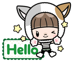 Cute girl with animal costumes sticker #8216599