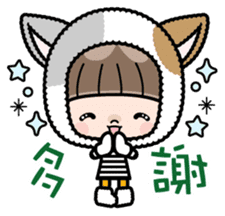 Cute girl with animal costumes sticker #8216601