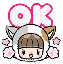 Cute girl with animal costumes sticker #8216604