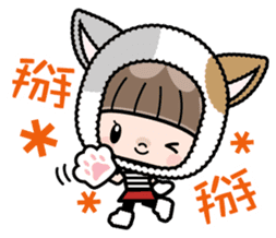 Cute girl with animal costumes sticker #8216610