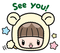 Cute girl with animal costumes sticker #8216611