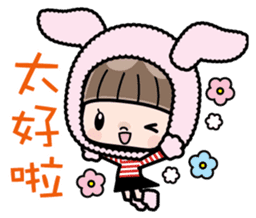 Cute girl with animal costumes sticker #8216612
