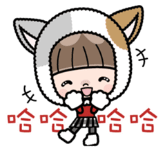 Cute girl with animal costumes sticker #8216616