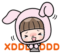 Cute girl with animal costumes sticker #8216617