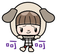 Cute girl with animal costumes sticker #8216618