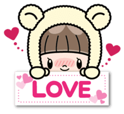 Cute girl with animal costumes sticker #8216620