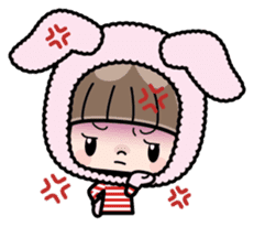 Cute girl with animal costumes sticker #8216625