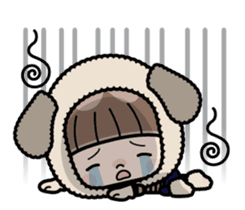 Cute girl with animal costumes sticker #8216626