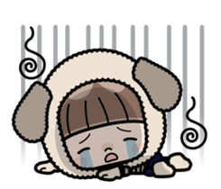 Cute girl with animal costumes sticker #8216626