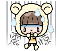 Cute girl with animal costumes sticker #8216627