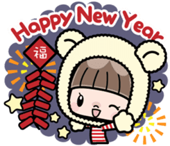 Cute girl with animal costumes sticker #8216634