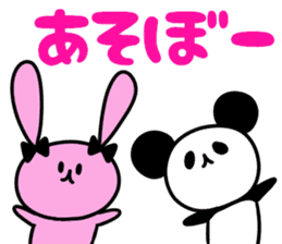 A pink rabbit and white panda sticker #8220627