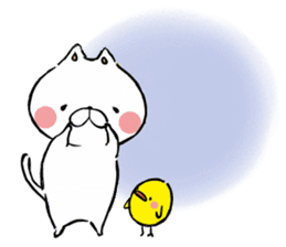 Cute cat and chick sticker #8230645