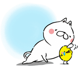 Cute cat and chick sticker #8230647