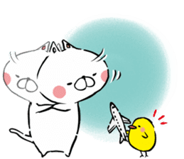 Cute cat and chick sticker #8230650