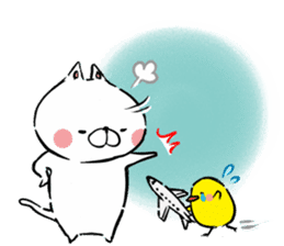 Cute cat and chick sticker #8230651