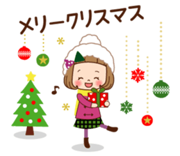 The winter clothes sticker of the girl. sticker #8238462