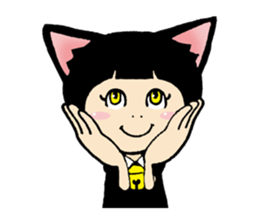 Daily life of black cat ear Tamako sticker #8239967
