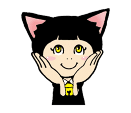 Daily life of black cat ear Tamako sticker #8239967