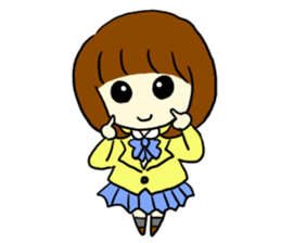 Brown hair salt style girls' school sticker #8240476