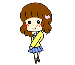 Brown hair salt style girls' school sticker #8240477