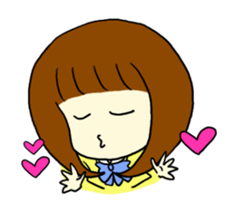 Brown hair salt style girls' school sticker #8240479
