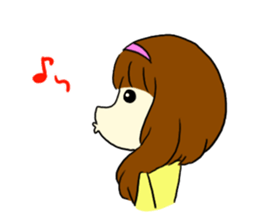 Brown hair salt style girls' school sticker #8240496