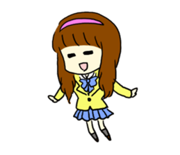 Brown hair salt style girls' school sticker #8240499