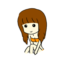 Brown hair salt style girls' school sticker #8240500