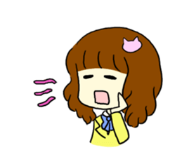 Brown hair salt style girls' school sticker #8240503