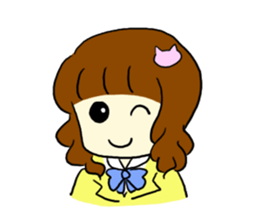 Brown hair salt style girls' school sticker #8240506