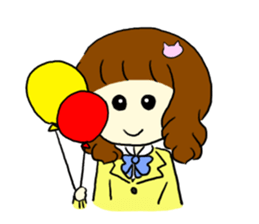 Brown hair salt style girls' school sticker #8240507