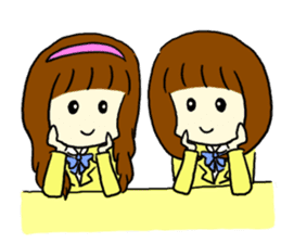 Brown hair salt style girls' school sticker #8240510