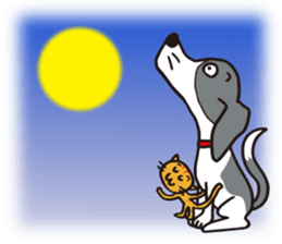 flap-flap lop-eared dog & bright kitten sticker #8247005