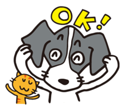 flap-flap lop-eared dog & bright kitten sticker #8247006