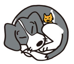 flap-flap lop-eared dog & bright kitten sticker #8247011