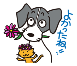 flap-flap lop-eared dog & bright kitten sticker #8247014