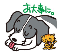 flap-flap lop-eared dog & bright kitten sticker #8247021