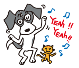 flap-flap lop-eared dog & bright kitten sticker #8247026