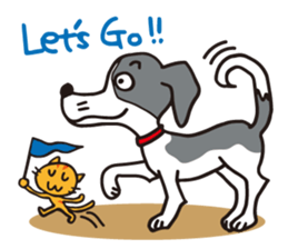 flap-flap lop-eared dog & bright kitten sticker #8247030