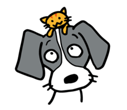 flap-flap lop-eared dog & bright kitten sticker #8247034