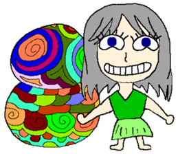 A girl 's color painting (no text) sticker #8256924