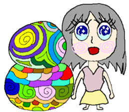 A girl 's color painting (no text) sticker #8256928