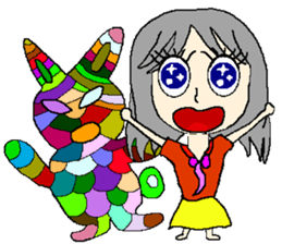 A girl 's color painting (no text) sticker #8256929