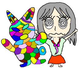 A girl 's color painting (no text) sticker #8256932